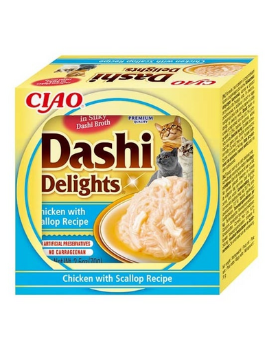 INABA Cat Dashi Delights hrana umeda pisica 70 g pui si scoici