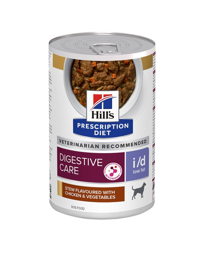 HILL\'S Prescription Diet Canine i/d Low Fat Digestive Care Stew Conserva pentru caini cu afectiuni digestive cu pui si legume 354 g