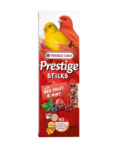 VERSELE-LAGA Prestige Sticks 2 batoane canari cu fructe rosii si menta 60g
