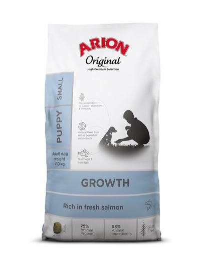 ARION Original Growth Puppy Small Salmon Rice 7 kg hrana catei cu somon