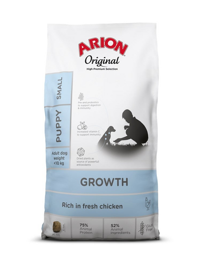 ARION Original Growth Puppy Small Chicken Rice 7 kg hrana pentru caini juniori talie mica