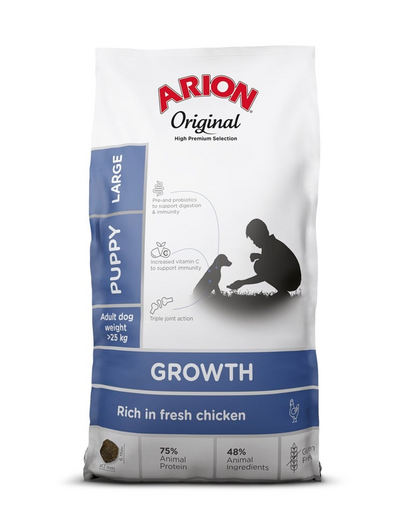 ARION Original Growth Puppy Large Chicken Rice 2 kg hrana catelusi rase mari, cu pui