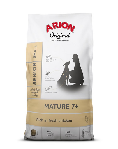 ARION Original Mature 7+ Senior Small Chicken Rice 2 kg hrana caine matur, cu pui