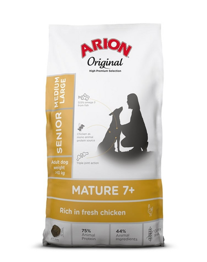 ARION Original Mature 7+ Senior Medium Large Chicken Rice 12 kg caini maturi de rase medii si mari