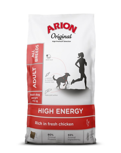 ARION Original High Energy Adult All Breeds Chicken Rice 12 kg hrana caini cu cerinte crescute de energie