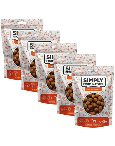 SIMPLY FROM NATURE Meat Balls cal si legume, gustari pentru caini 5x80 g