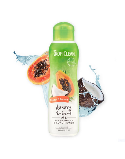 TROPICLEAN Papaya Coconut Shampoo and Conditioner 355ml sampon si balsam pentru caini si pisici