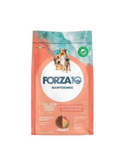 FORZA10 Light All Breeds Maintenance Tuna Rice Sac hrana caini supraponderabili, cu ton si orez 12 kg