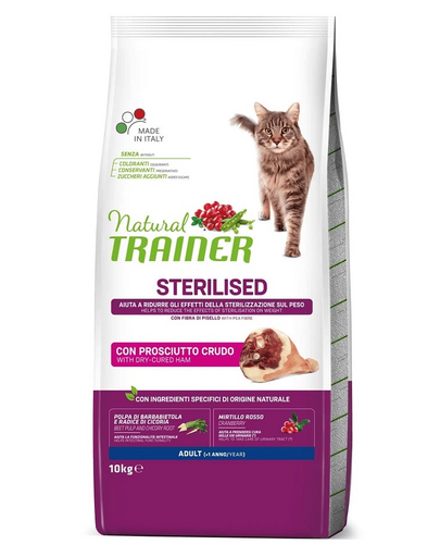 TRAINER Natural Cat Sterilised Adult cu sunca 10kg hrana pisici sterilizate