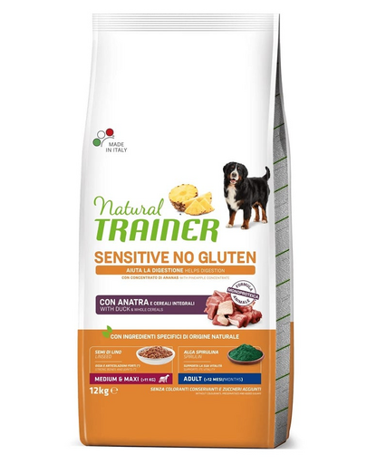 TRAINER Natural Sensitive No Gluten Medium Maxi Adult cu rata 12kg mancare caini