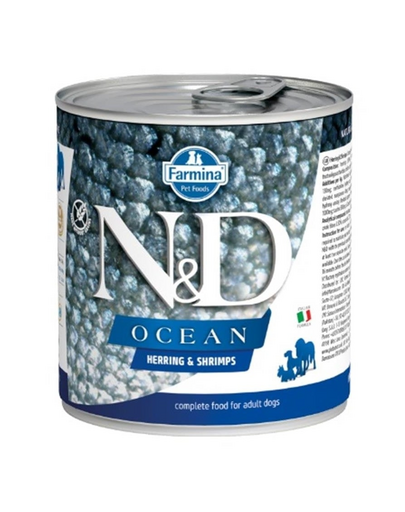 FARMINA N&amp;D Ocean Dog Herring, shrimps 285 g Conserva hrana caine, cu hering si creveti