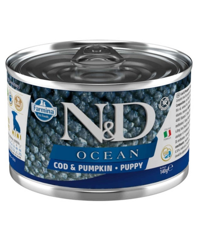 FARMINA N&D Oceean Dog Puppy Codfish, pumpkin 140 g Hrana umeda catel, cu cod si dovleac