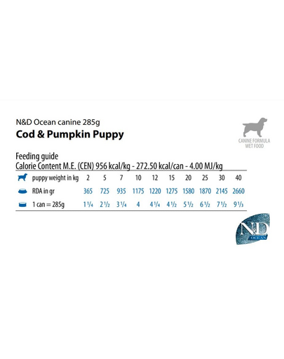 FARMINA N&D Oceean Dog Puppy Codfish, pumpkin 285 g  hrana umeda cu cod si dovleac pentru catei