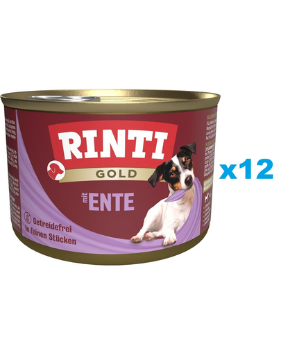 RINTI Gold Duck hearts Mini pachet conserve pentru caini 12x185 g cu rata