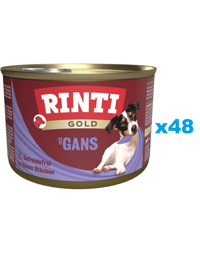 RINTI Gold Goose Mini set de conserve pentru caini 48x185 g cu gasca