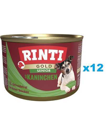 RINTI Gold Senior Rabbit Mini pentru caini seniori 12x185 g cu iepure