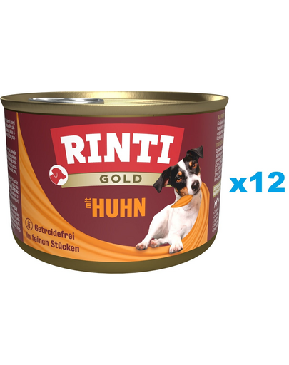 RINTI Gold Chicken Mini set conserve caini 12x185 g pentru rase mici, cu pui