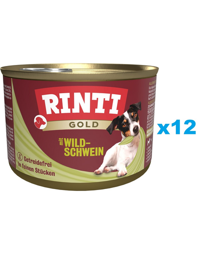 RINTI Gold Wild boar Mini 12x185 g cu mistret