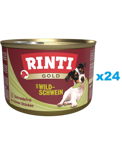 RINTI Gold Wild boar Mini cu mistret set conserve 24x185 g caini talie mica