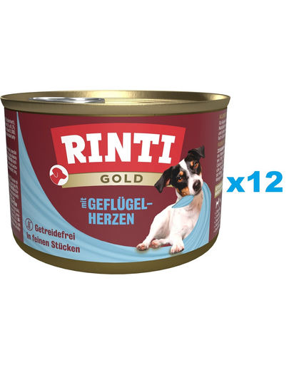 RINTI Gold Poultry hearts Mini 12x185 g hrana caine talie mica, inimi pasare