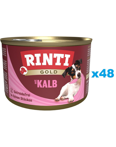 RINTI Gold Veal Mini conserve 48x185 g pentru caini cu vitel