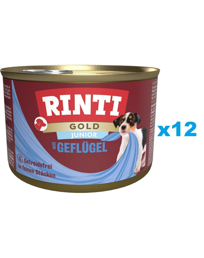 RINTI Gold Junior Poultry Mini pachet 12x185 g hrana catei, cu pasare