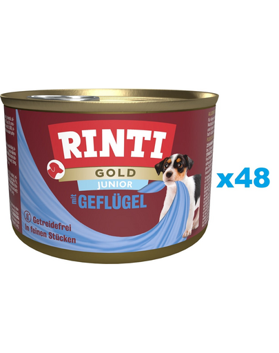 RINTI Gold Junior Poultry Mini conserve pentru juniori 48x185 g cu pasare