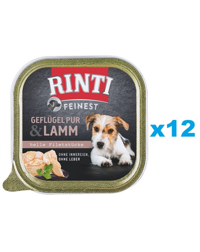 RINTI Feinest Poultry Pure&Lamb pasare si miel 12x150 g hrana caini