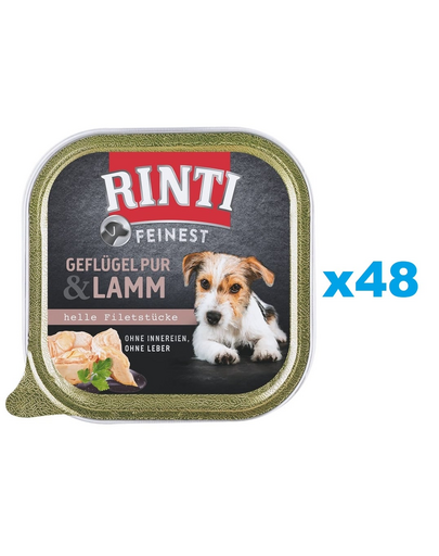 RINTI Feinest Poultry Pure&Lamb pachet economic pentru caini 48x150 g pasare si miel