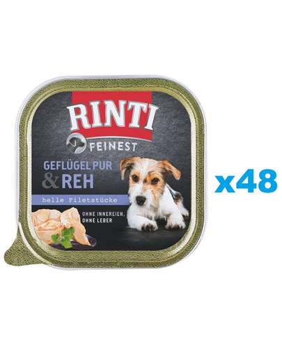 RINTI Feinest Poultry Pure&Deer conserve pentru caini 48x150 g pasare si cerb