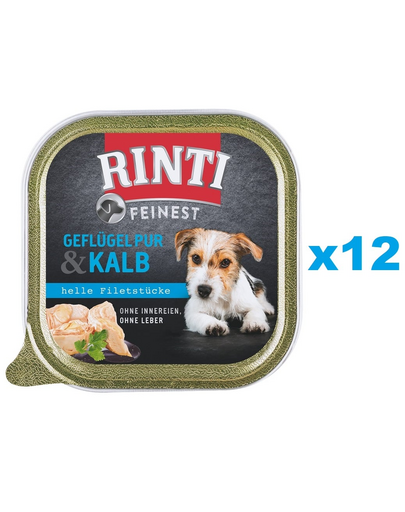 RINTI Feinest Poultry Pure&Veal pasare si vitel 12x150 g pentru caine