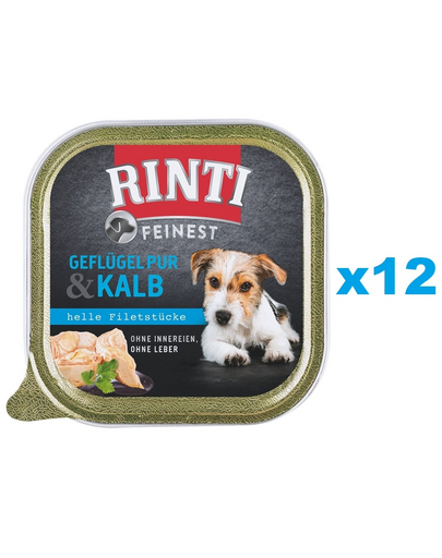 RINTI Feinest Poultry Pure&amp;Veal pasare si vitel 12x150 g pentru caine