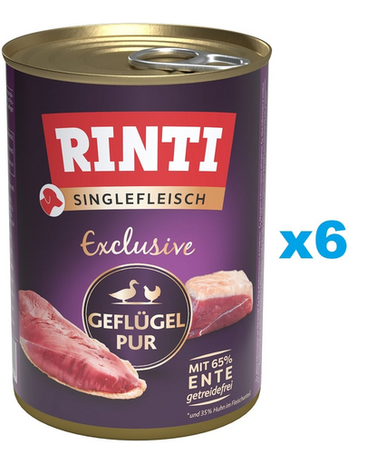 RINTI Singlefleisch Exclusive Poultry Pure 6x400 g cu pasare, pentru caine