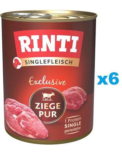 RINTI Singlefleisch Exclusive Goat Pure pachet conserve 6x800 g pentru caini