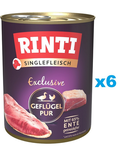 RINTI Singlefleisch Exclusive Poultry Pure 6x800 g conserva caine, cu pasare