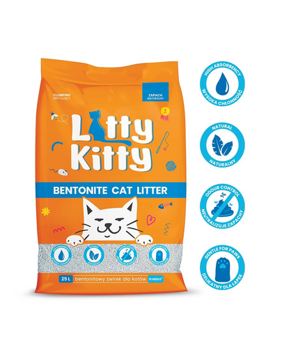 LITTY KITTY Asternut bentonita pentru litiera, fara miros 25 l (20 kg)