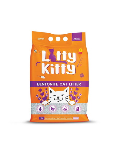 LITTY KITTY Asternut din bentonita pentru pisici, cu lavanda  5 l (4 kg)