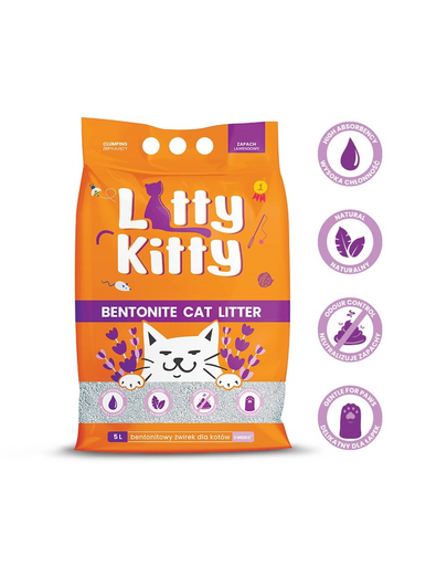 LITTY KITTY Asternut din bentonita pentru pisici, cu lavanda  5 l (4 kg)