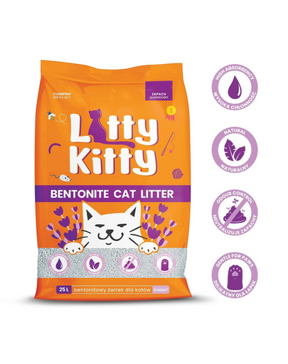 LITTY KITTY Asternut de bentonita pentru litiera, cu lavanda 25 l (20 kg)