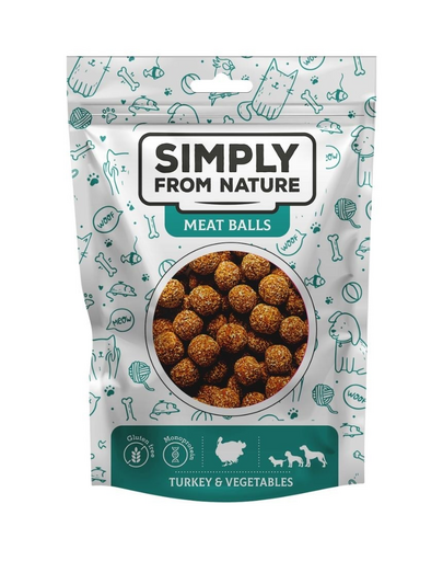 SIMPLY FROM NATURE Meat Balls Chiftele pentru caini, curcan si legume 80 g