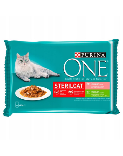 PURINA ONE Sterilcat Mix Hrana umeda pentru pisici sterilizate, mix de carne si legume 4x85g