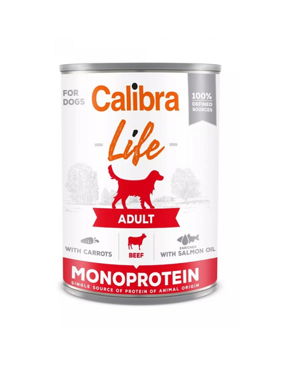 CALIBRA Dog Life Adult Beef with Carrots 400 g conserva hrana caini, vita si morcov