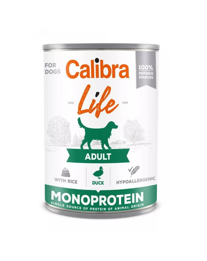 CALIBRA Dog Life Adult Duck with Rice 400 g rata si orez, hrana completa pen­tru caini adulti