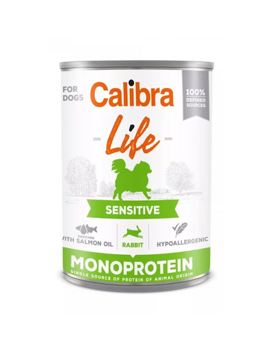 CALIBRA Dog Life Sensitive Rabbit 400 g cu iepure hrana completa pen-tru caini adulti