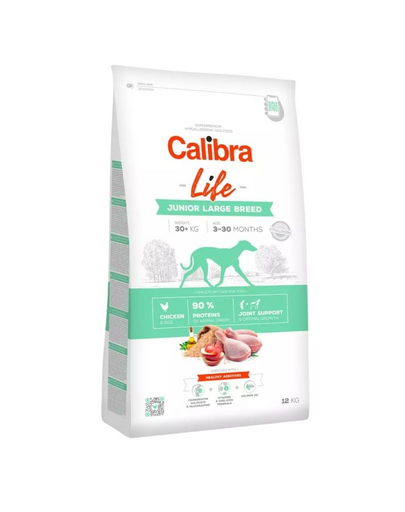 CALIBRA Dog Life Junior Large Breed Chicken 2,5 kg Hrana superpremium cu pui pentru caini juniori talie mare