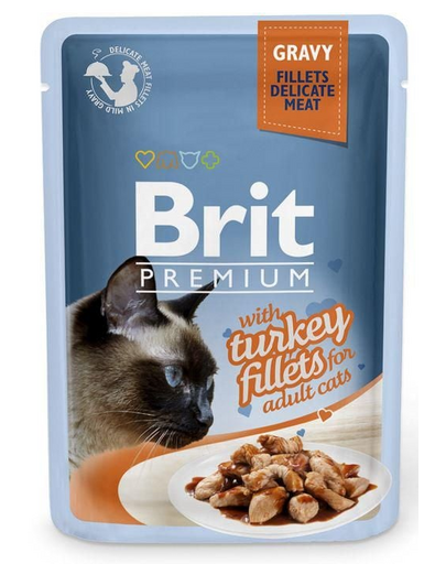 BRIT Premium Cat Fillets in Gravy 24x85 g hrana umeda pisici, curcan in supa