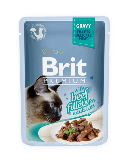 BRIT Premium Cat Fillets in Gravy hrana cu vita 24x85 g pentru pisici, in supa