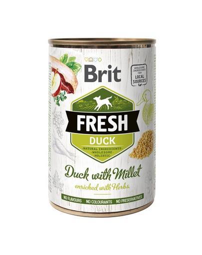 BRIT FRESH Duck & Millet 400 g rata si mei hrana caini