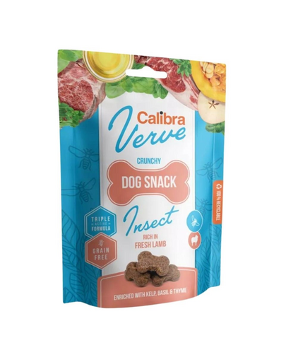 CALIBRA Dog Verve Crunchy Snack Insect&amp;Fresh Lamb 150 g insecte si miel, snack caini fara cereale