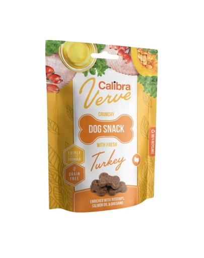 CALIBRA Dog Verve Crunchy Snack Fresh Turkey 150 g recompense din curcan, fara cereale pentru caini